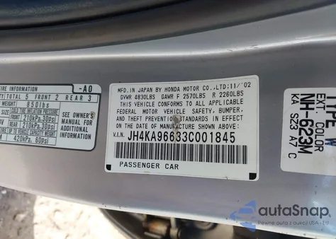 2003 Acura Rl 3.5 from USA, damaged, VIN JH4KA96633C001845